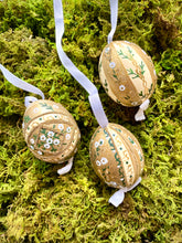 Load image into Gallery viewer, Hand-painted &quot;Gold Flowers&quot; Eggs Set of 3
